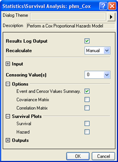 Cox Proportional Hazard Model interface